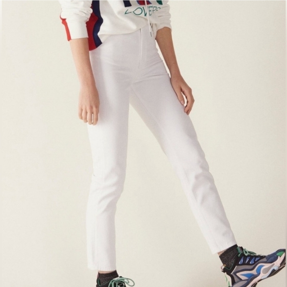 Sandro Paris White Denim High Rise Jeans FR Size 40/US Size 8